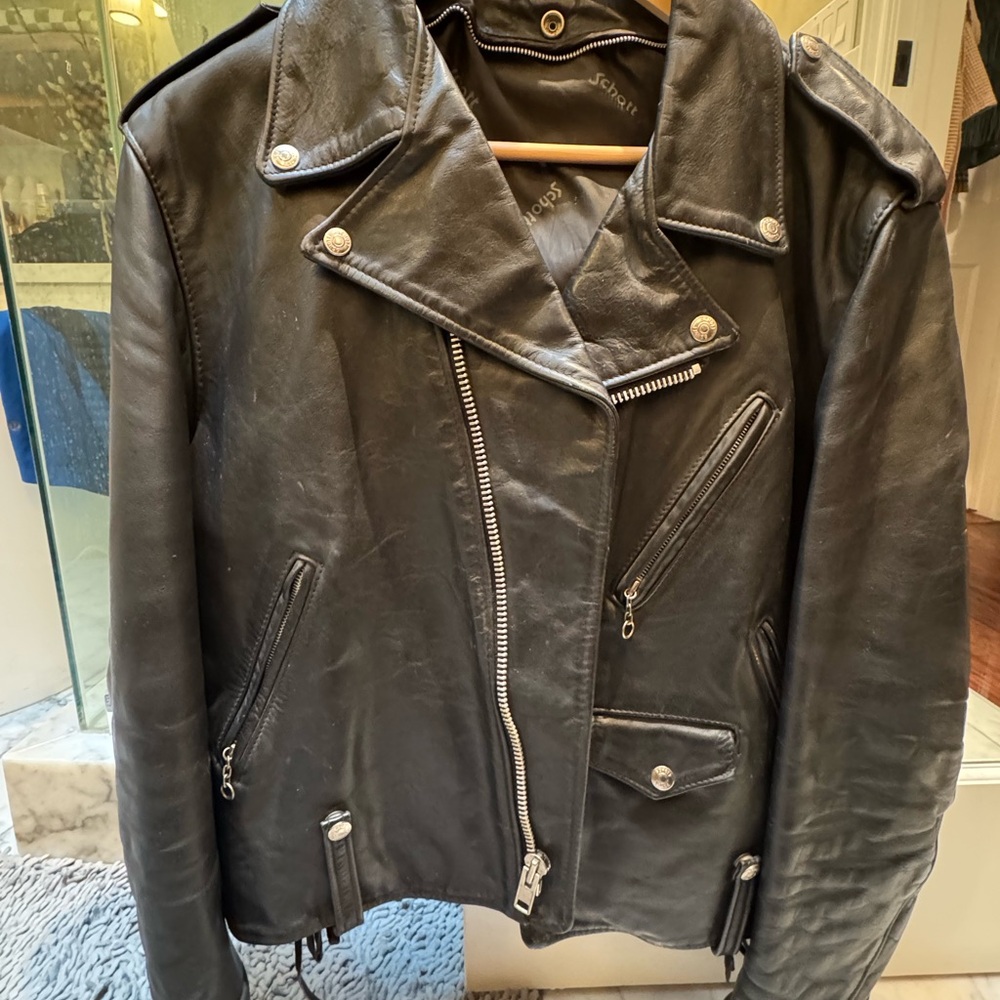Schott’s Black Leather Moto Jacket - worn in - 125 - LOVELY!